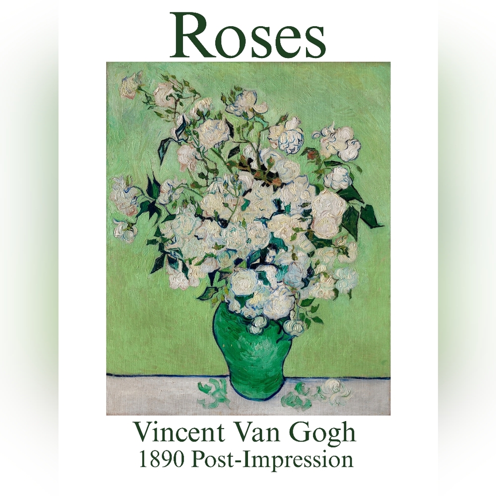 Roses (1890) by Vincent Van Gogh 8.5x11